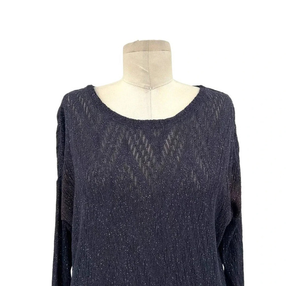 Generation Love Pointelle Lurex Metallic Navy Blue‎ Sweater Size XS / S - Picture 2 of 8